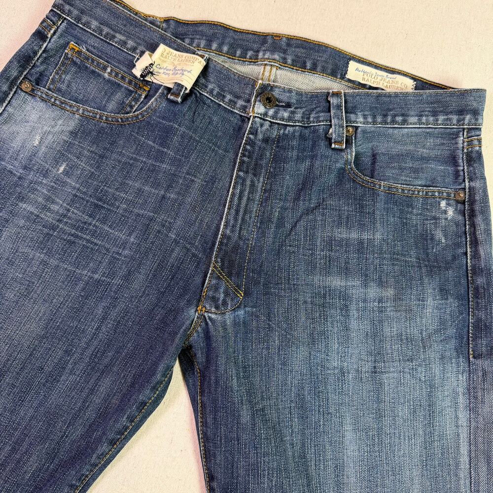 Vtg Y2K Polo Ralph Lauren Jeans Colton Bootcut Men's 36x32 Low Rise Distressed